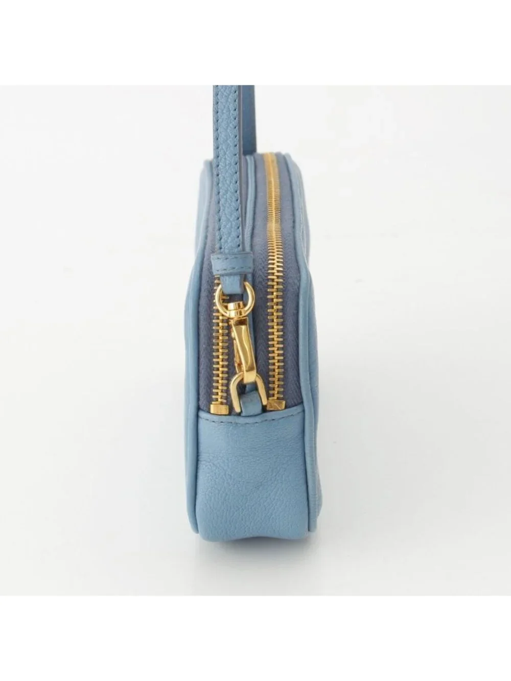 Miu Miu Madras Leather Pouch Light Blue